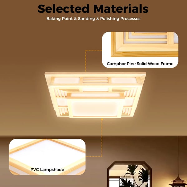 Loftlampe, Japansk Stil, Fjernbetjent,HVID