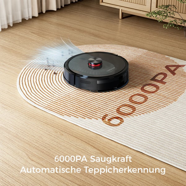 Støvsugerrobot, 6000Pa Sugekraft, Moppfunktion,sort