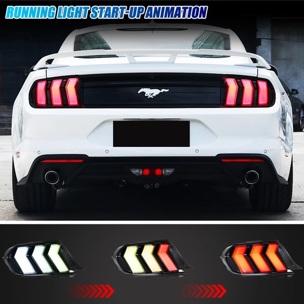 Baglygtesamling, Plastik, Klar Linse, Kompatibilitet: Ford Mustang 2015-2023, Lumen: 3400LM, Spænding: 12V