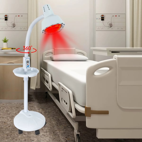 Infrarød Rødt Lys Varme Lampe, Justerbar Temperatur, 360° Mobilitet, HVID