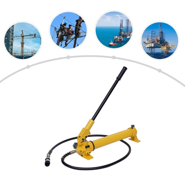 Hydraulisk Håndpumpe, 700 Bar Udgivelsestryk, 4 Fods Slange Inkluderet,Gul