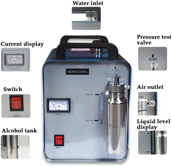 Gasflammegeneratormaskine, AC 220V, 300W, Flamme Temperatur ≥ 2800°C, Kapacitet 1,6L, Vandforbrug 0,015 L/H