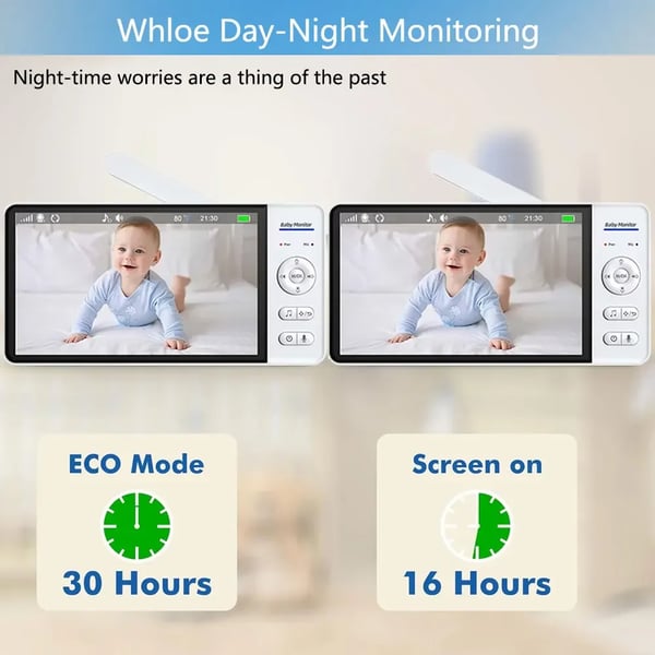 Babymonitor, 7-tommer HD-skærm, tovejskommunikation,EU Stik-NO Kort