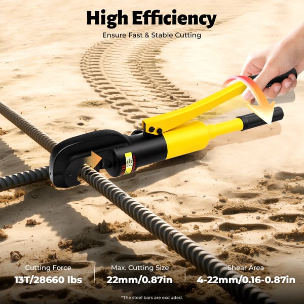 Hydraulisk Armeringsjernskærer, Maksimal Skærediameter 22mm, Minimal Skærediameter 4mm, Skærekraft 13 Ton, Håndtag Længde 10,4cm, Nettovægt 5,69kg