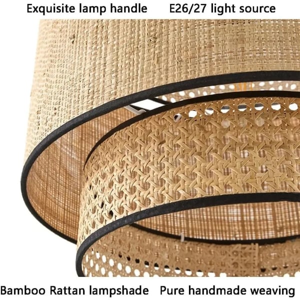 Pendellampe, Håndlavet Bambusdesign, E27 Pære Kompatibel,Ingen pære, 40CM