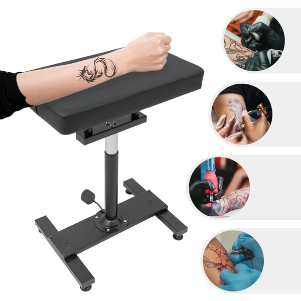 Tattoo Armstøtte, Hydraulisk Løft, Justerbar Højde og Vinkel,Sort
