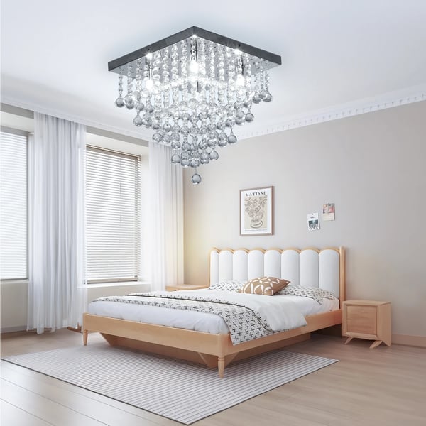 Loftlampe, Dæmpbar, 4 G9 Pære Sokler,krystal loftlampe, ændrebar, 38x38x39cm