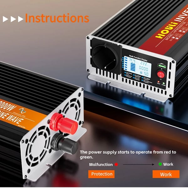 Inverter, Ren Sinusbølge, Flere Beskyttelsesfunktioner,5000W-12V-220V-50HZ
