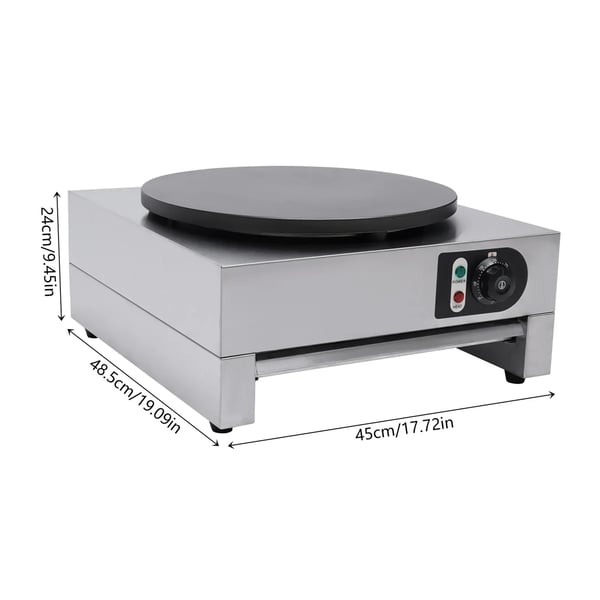 Elektrisk Crepe Maker, Justerbar Temperatur, Stor Varmeflade,sølv