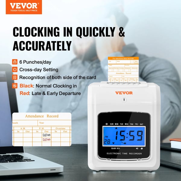 Punch Time Clock, Automatisk Kalibrering, Forbedrede Sikkerhedsfunktioner,Pintryk