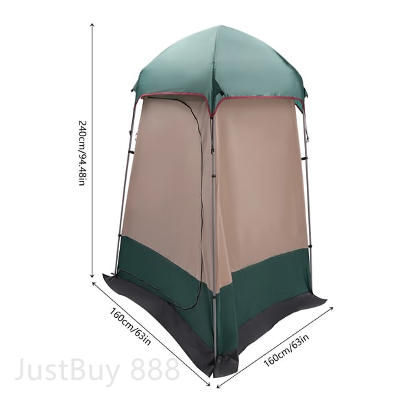 Udendørs Bruser Telt, 63"x63"x94,5", Vandtæt Indeks 1500MM, Gulvstående, Holdbart Oxford Stof, Solbeskyttelsesgrad PU 50+