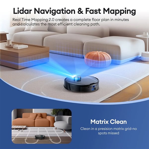 Robotstøvsuger, 8000Pa sugeevne, Smart navigation,Ultenic T20 Pro