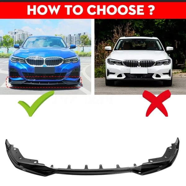 Front Bumper Lip Spoiler, Høj Kvalitet Materiale, Nem Installation,Glans Sort