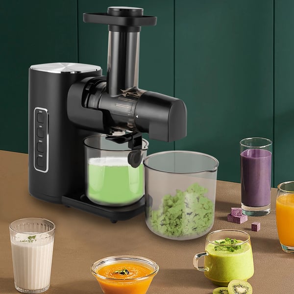 Elektrisk Slow Juicer, Justerbar Styrke, Nem at Rengøre,sort