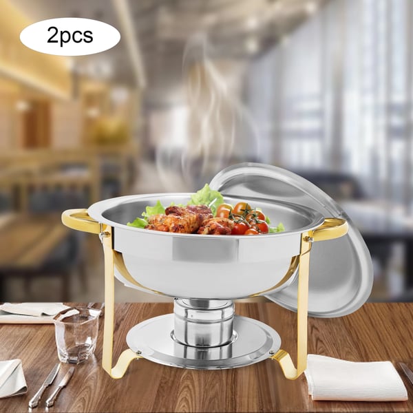 Chafing Dish -setti, 2-osainen, tyylikäs ruostumaton teräsrakenne, HARMAA