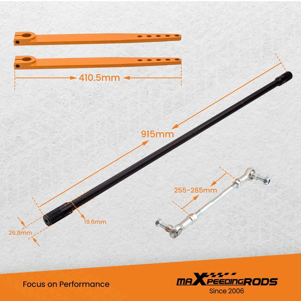 Front Sway Bar Kit, Stål, 105 mm Længde, 13 mm Bredde, 8 mm Højde, 7,5 kg Vægt
