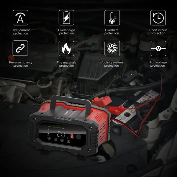 Bilbatterioplader, Automatisk Drift, Multi-Batteri Kompatibilitet,20A 10A 12V 24V