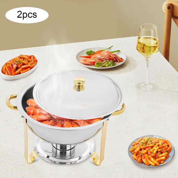 Chafing Dish -setti, 2-osainen, tyylikäs ruostumaton teräsrakenne, HARMAA