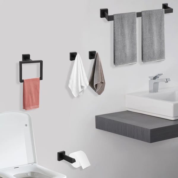 Handdukshållare Set, Väggmonterad, Modern Design,svart