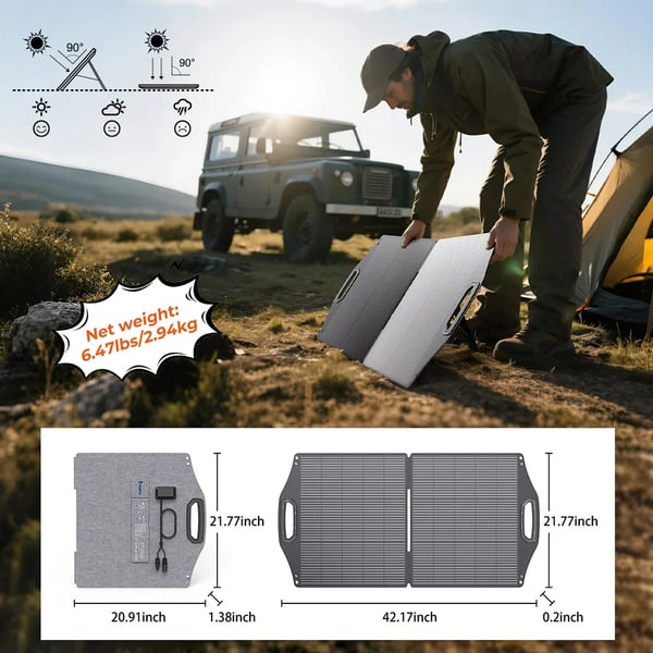 Solpanel, Dobbelt USB-porte, Vejrbestandig,BigBlue Solar Powa 100