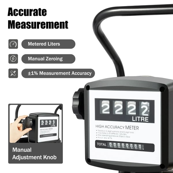 Elektrisk måleolie pumpe, selvprimende, bærbar diesel dispenser,sort, EU, 220V