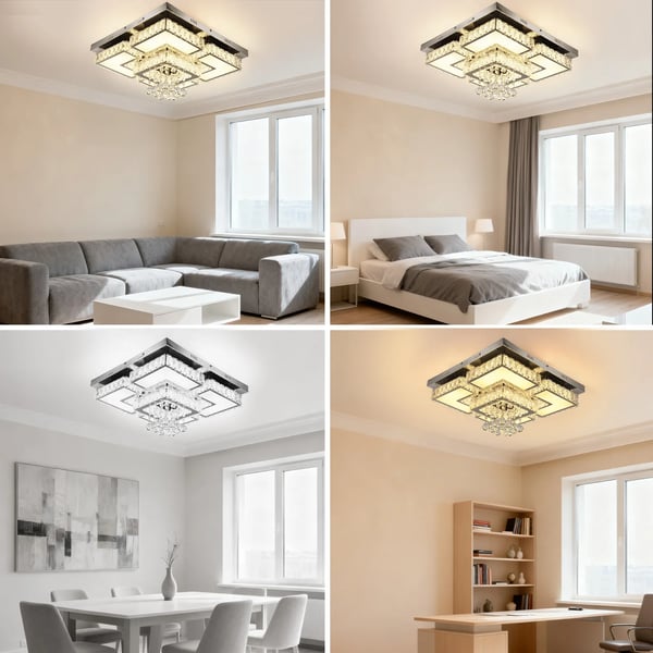 Loftlampe, Fjernbetjening, 3-Farvet Dæmpbar,HVID, 50x50x20cm, ændrebar