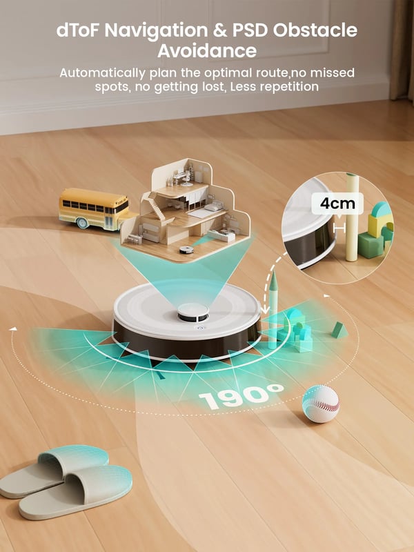 Robotstøvsuger, Laser Navigation, Anti-Tangle,M2 Hvid