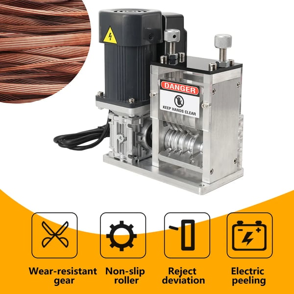 Elektrisk Ledningsafisoleringsmaskine, 180W, 30 m/min Behandlingshastighed, 1,5-30 mm Kabelkompatibilitet, CE-certificeret, 25 dB Maksimal Støj