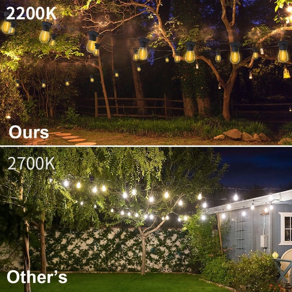 Ulkokäyttöiset naruvalot, iskunkestävät lamput, lämmin valkoinen valaistus,48FT 15LED, EU Plug