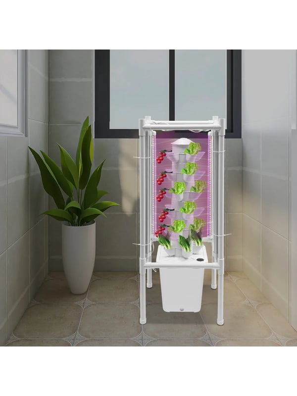 Hydroponisk Vertikal Vækstsæt, 30 Plantningssteder, 4 LED-lamper,YLJHY6-000000EU