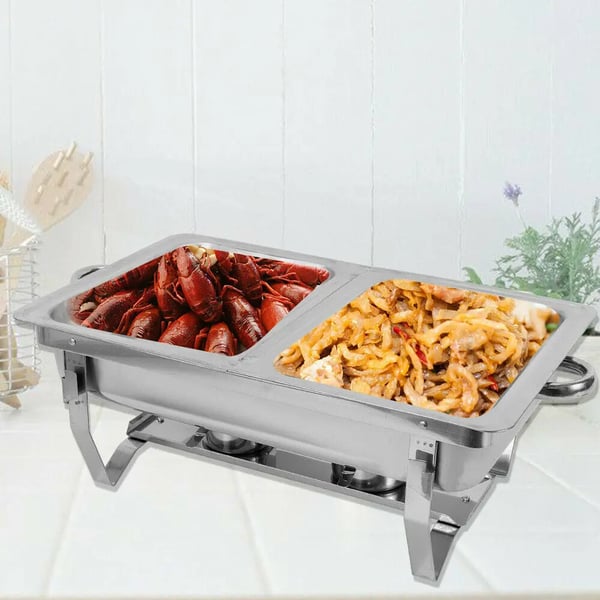 Chafing Dish -ruoanlämmittäjä, suuri 7,5 litran kapasiteetti, kestävä ruostumaton teräs,Hopea