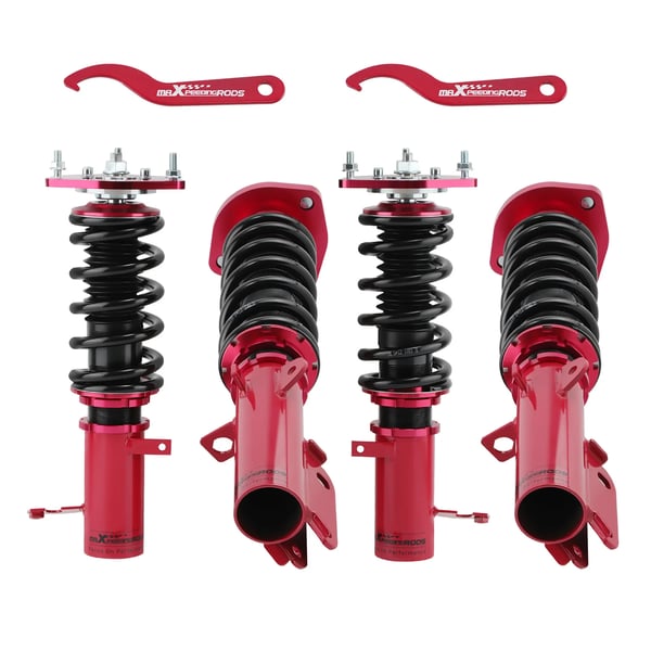 Coilover affjedringskit, justering af forreste højde 306-396mm, justering af bageste højde 341-481mm, fjederhastighed 8 kg/mm foran