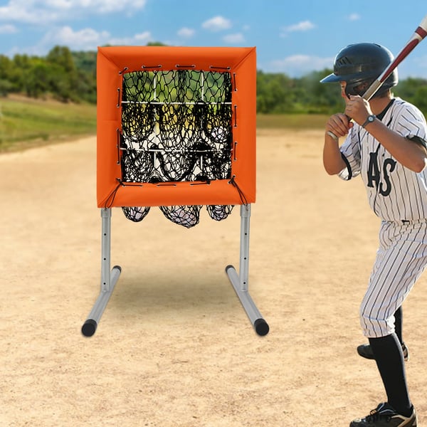 Basebollträningsutrustning, justerbar höjd, multifunktionell, Orange