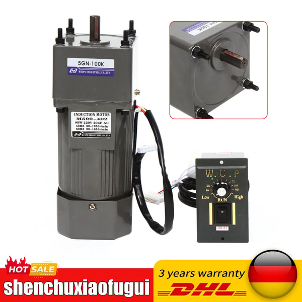 Gear Motor, 90W, 24 Nm moment, AC spænding 208-230 / 240 V, IE 4 effektivitet, dimensioner 164mm x 90mm x 74mm