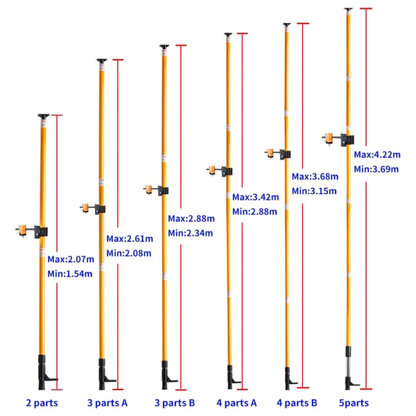 Laser Niveau Beslag, Justerbar Højde 154-422 cm, Vægt 2,5 kg, Kompatibel med 1/4 & 5/8 tommer, 360 Graders Rotation, Finjustering 4-5 grader