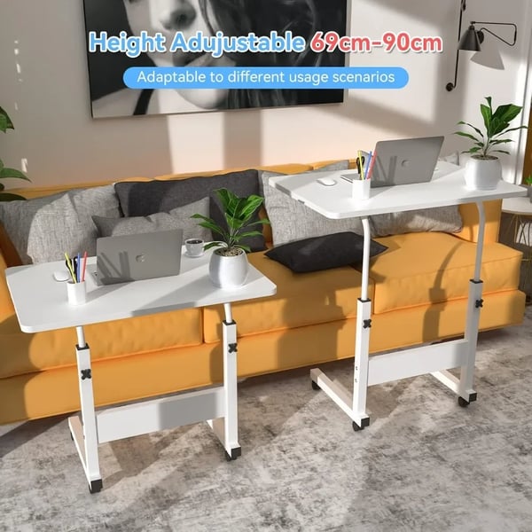 Computerbord, Højdejusterbart, Mobil med Låsehjul,HVID