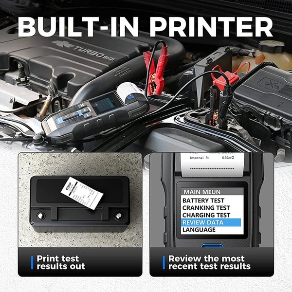 Bilbatteritesteren, indbygget printer, 100-2000 CCA testområde,BT300P