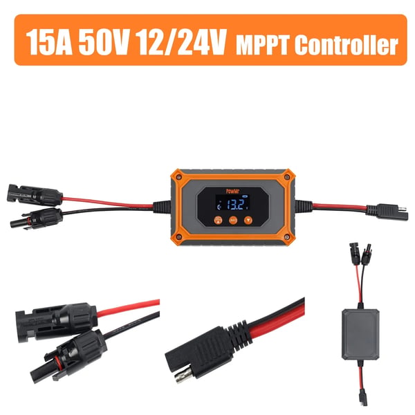 MPPT Solcelleladeregulator, 15A Nominel Strøm, Bredt Spændingsområde,15A MPPT-controller