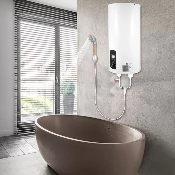 Elektrisk Vandvarmer, Hurtig Opvarmning, Brugervenligt Design,Beige