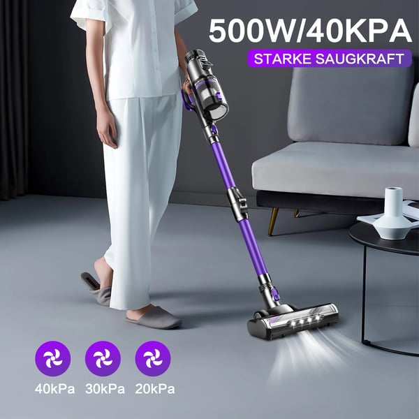 Langaton pölynimuri, 500W Tehokas moottori, 80 minuutin käyttöaika, HEPA-suodatin,EU, PURPPURA