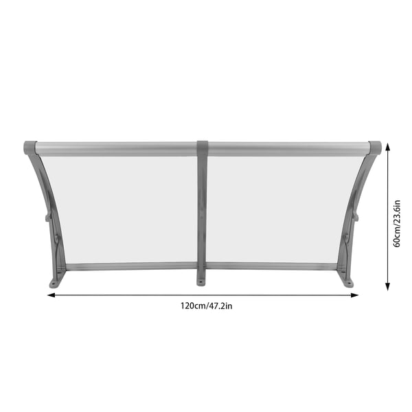 Dørmarkise, 120 x 60 cm, Aluminiumlegering, 200 kg belastningsevne, buet design, nem vedligeholdelse