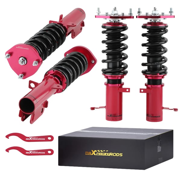 Coilover affjedringskit, justering af forreste højde 306-396mm, justering af bageste højde 341-481mm, fjederhastighed 8 kg/mm foran