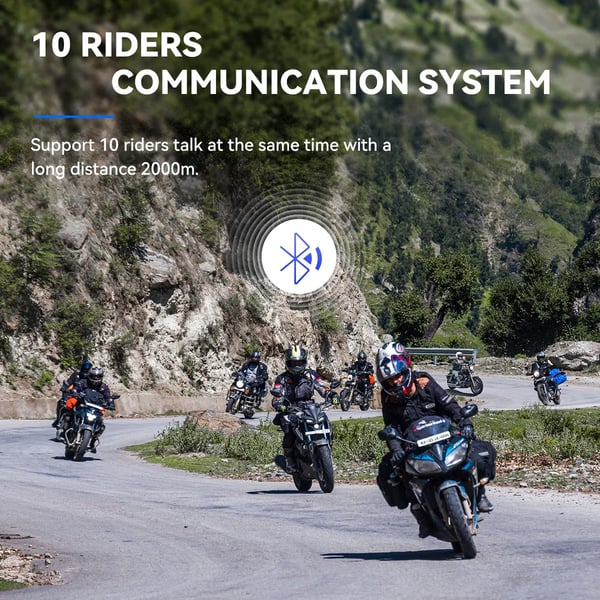 Motorcykel Intercom, Bluetooth 5.0, Hi-Fi Stereo Lyd,Dobbeltpakke 2PCS