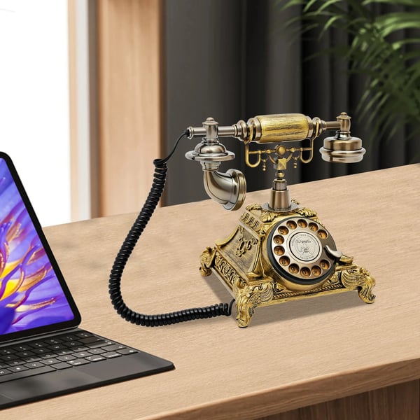 Roterende Telefon, Vintage Stil, Støjdæmpende Funktion,Bronze