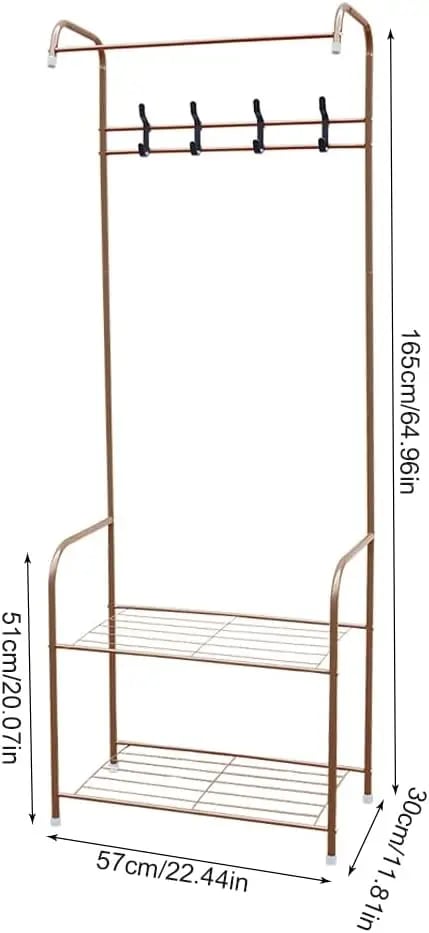 Garderobe, Holdbart Metal Design, Dobbelt Lagerrum,Brun