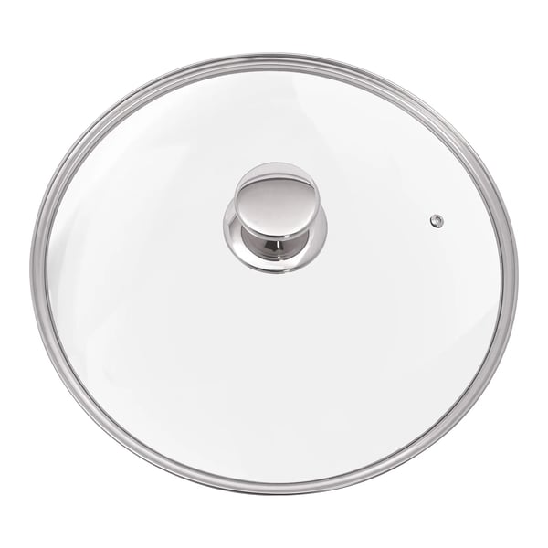 Stegepande, Rustfrit Stål, 30 cm Diameter, Egnet til Gas og Induktion, Tempereret Glaslåg, Non-stick