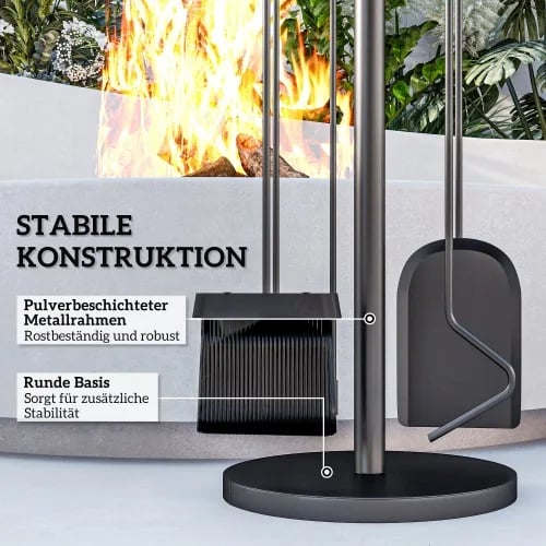 Työkalulisävarustesetti, Kiinteä Metalli, Ø25 x 54H cm Mitat, 5-osainen Setti, Klassinen Musta Viimeistely, Tilaa Säästävä