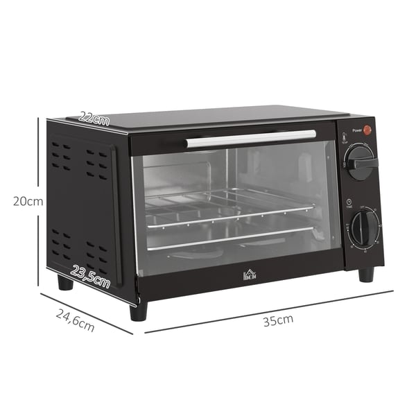 Mini elektrisk ovn, 11-20L kapacitet, justerbar temperatur, 750W effekt,35x24.6x20 cm, Sort, EU