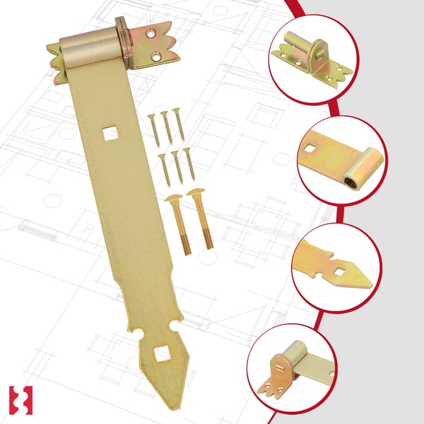 KOTARBAU® gångjern 300 mm forgyldt stål garagedørsgångjern for jalousier paviljonggångjern
