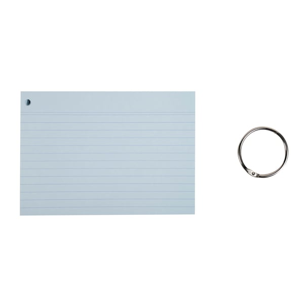 Exacompta 19x Flashcards, A6 linjeret, 50 revisionskort med leddelt ring - assorterede farver 10340E